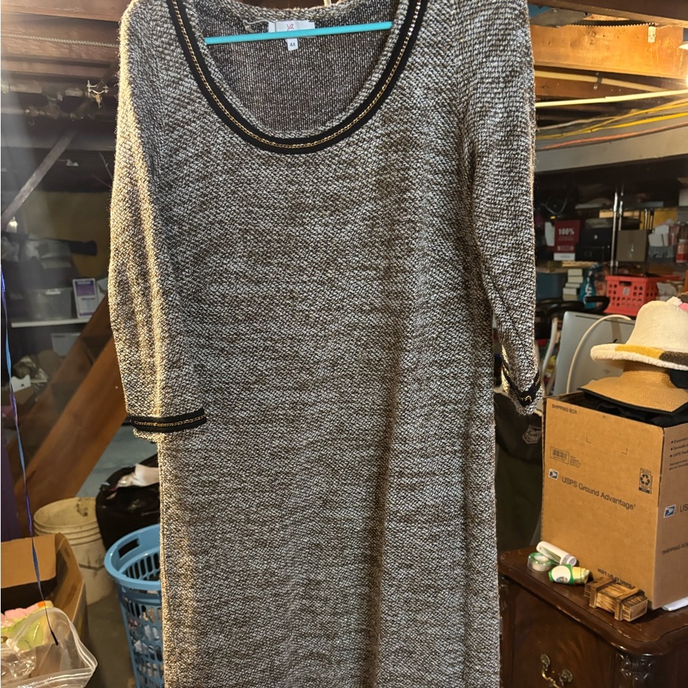 French - Elegant Gray Women's Dress